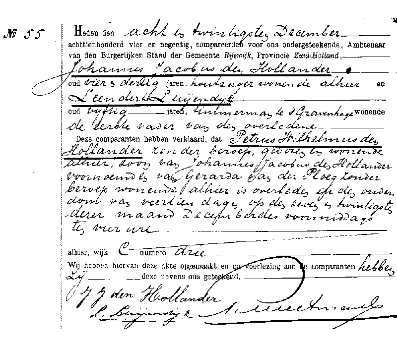 18941228 ovl akte 55 Petrus W zv JJ d Hollander G vd Ploeg